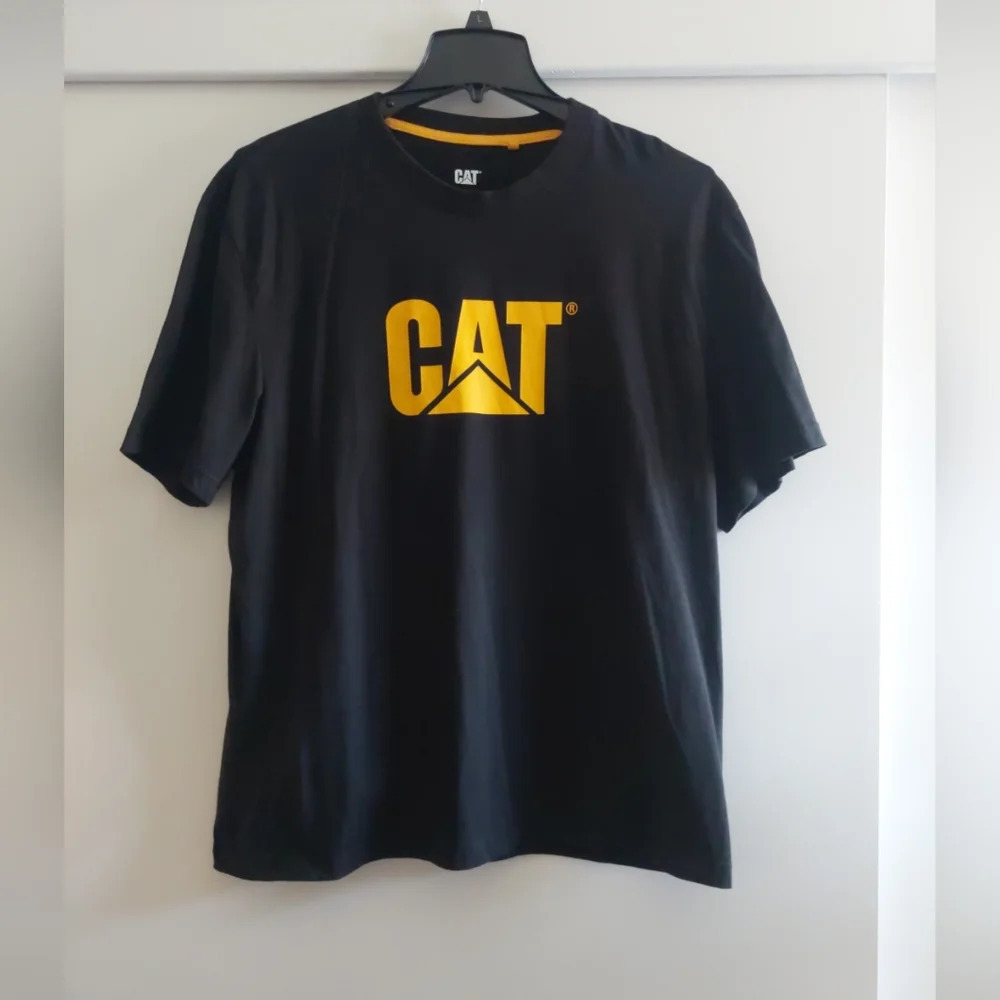 CAT Catterpiller Tractors Mens Logo spellout T-shirt Black size XL